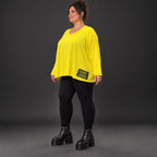Langarmshirt in Gelb aus weichem Stretchjersey mit V-Ausschnitt und kastiger Passform