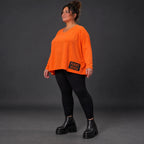 Langarmshirt in kräftigem Orange mit lässig kastigem Schnitt aus weichem Baumwolljersey