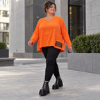 Langarmshirt in kräftigem Orange mit lässig kastigem Schnitt aus weichem Baumwolljersey