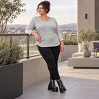 Langarmshirt in Grau/Schwarz aus weichem Flauschgarn mit Rundhalsausschnitt und Taschen