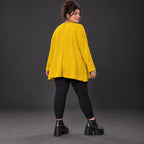 Flauschiges Feinstrickshirt in leuchtendem Gelb mit Stretchanteil und fließender A-Linie