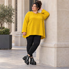 Flauschiges Feinstrickshirt in leuchtendem Gelb mit Stretchanteil und fließender A-Linie