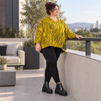 Kastiges Strickshirt mit Zebramuster in Gelb/Schwarz aus weichem flauschigem Feinstrick