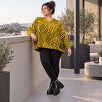 Kastiges Strickshirt mit Zebramuster in Gelb/Schwarz aus weichem flauschigem Feinstrick