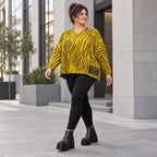 Kastiges Strickshirt mit Zebramuster in Gelb/Schwarz aus weichem flauschigem Feinstrick
