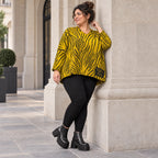 Kastiges Strickshirt mit Zebramuster in Gelb/Schwarz aus weichem flauschigem Feinstrick