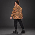 Flauschiges Langarmshirt aus Feinstrick in Braun/Schoko mit V-Ausschnitt und Kastenform