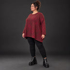 Flauschiges Feinstrickshirt in Rot/Braun mit Rundhalsausschnitt und fließender A-Linie