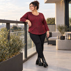 Warmes Langarmshirt aus Feinstrick mit Flauschgarn in Rot/Braun mit gerundeter Schnittform