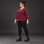 Langarmshirt aus kuscheligem Feinstrick mit Rundhalsausschnitt im Zebralook Rot/Schwarz