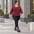 Langarmshirt aus kuscheligem Feinstrick mit Rundhalsausschnitt im Zebralook Rot/Schwarz