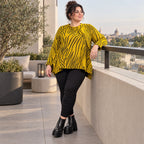 Kuscheliges Langarmshirt aus flauschigem Feinstrick in A-Linie mit Gelb/Schwarz Muster