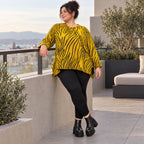 Kuscheliges Langarmshirt aus flauschigem Feinstrick in A-Linie mit Gelb/Schwarz Muster