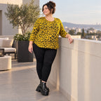 Flauschiges Feinstrickshirt in Gelb/Schwarz mit aufgesetzten Taschen für kalte Wintertage