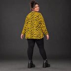 Flauschiger Feinstrickpullover in Gelb/Schwarz mit V-Ausschnitt und kastiger Passform