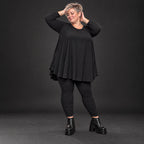Basic Langarmshirt in Schwarz aus weichem Modal mit Stretch und praktischen Seitentaschen