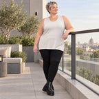 Ärmelloses Basic Top aus weichem Modal mit Stretch in Beige mit seitlichen Schlitzen