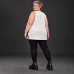 Ärmelloses Basic Top aus weichem Modal mit Stretch in Beige mit seitlichen Schlitzen