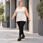 Ärmelloses Basic Top aus weichem Modal mit Stretch in Beige mit seitlichen Schlitzen