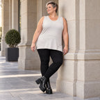 Ärmelloses Basic Top aus weichem Modal mit Stretch in Beige mit seitlichen Schlitzen