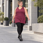 Ärmelloses Top in Bordeaux aus Modalstretch mit geradem Schnitt und Seitenschlitzen