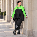 Überwurf in frischem Grün aus weichem Stretchjersey mit gerader Form und Vokuhilalinie