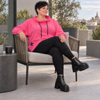 Hoodie in leuchtendem Pink aus weichem Stretchjersey mit Kapuze und gerader Schnittform