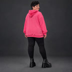 Hoodie in leuchtendem Pink aus weichem Stretchjersey mit Kapuze und gerader Schnittform
