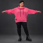 Hoodie in leuchtendem Pink aus weichem Stretchjersey mit Kapuze und gerader Schnittform