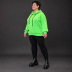 Grüner Hoody aus weichem Baumwolljersey mit Stretch Kapuze und gerader Schnittform