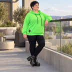 Grüner Hoody aus weichem Baumwolljersey mit Stretch Kapuze und gerader Schnittform