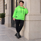 Grüner Hoody aus weichem Baumwolljersey mit Stretch Kapuze und gerader Schnittform