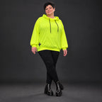 Hoody in Neongelb aus weichem Stretchjersey aus Italien mit Kapuze und gerader Passform