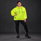 Hoody in Neongelb aus weichem Stretchjersey aus Italien mit Kapuze und gerader Passform
