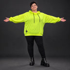 Hoody in Neongelb aus weichem Stretchjersey aus Italien mit Kapuze und gerader Passform