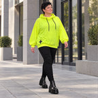 Hoody in Neongelb aus weichem Stretchjersey aus Italien mit Kapuze und gerader Passform