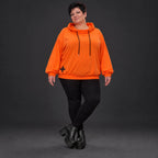 Hoody in leuchtendem Orange aus weichem Stretchjersey mit Kapuze und langen Ärmeln