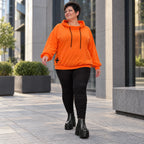 Hoody in leuchtendem Orange aus weichem Stretchjersey mit Kapuze und langen Ärmeln