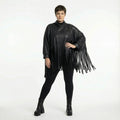 Kastiges Oversize Shirt aus Lederimitat mit Fransen Winter Look AKH Premium Modeare