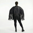 Kastiges Oversize Shirt aus Lederimitat mit Fransen Winter Look AKH Premium Modeare