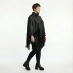 Kastiges Oversize Shirt aus Lederimitat mit Fransen Winter Look AKH Premium Modeare