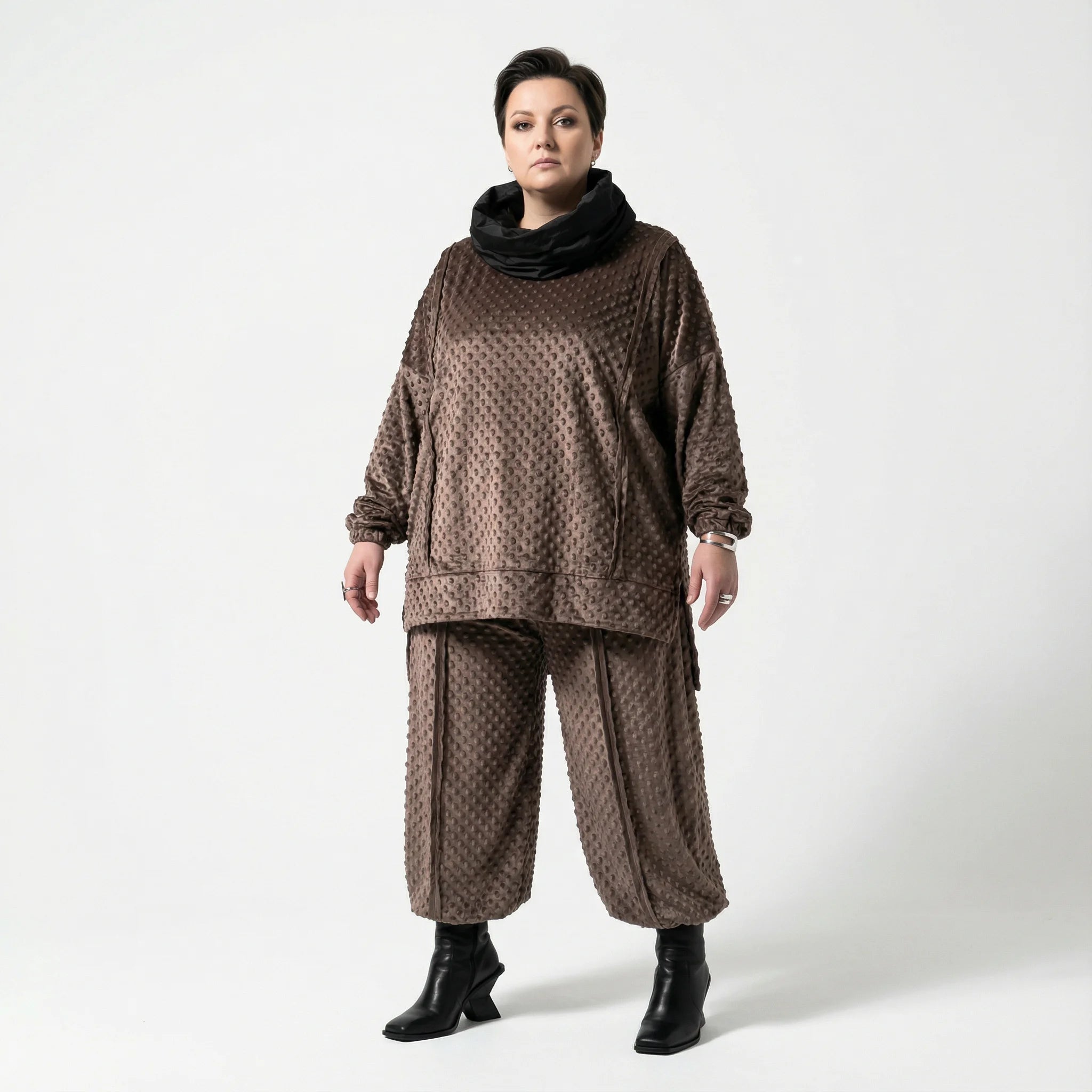 Oversize Velours Big Shirt Winter Damen Lagenlook weich strukturiert AKH Premium bei Modeare