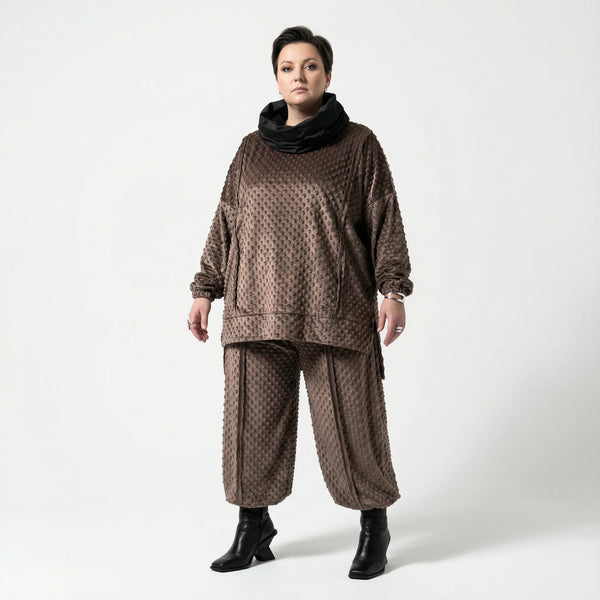 Oversize Velours Big Shirt Winter Damen Lagenlook weich strukturiert AKH Premium bei Modeare