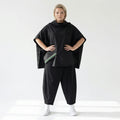 Schwarze Oversize-Hose mit Lagenoptik und Bindeband aus weichem French Terry