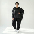 Caraclan Oversize Jacke im Ballonschnitt aus Memorytaft mit Kapuze und Strukturdetails
