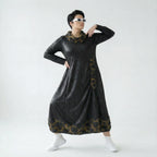 A-Form Kleid Lederimitat Damen Oversize Übergang Caraclan Design Modeare Avantgarde Look