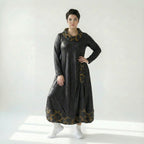 A-Form Kleid Lederimitat Damen Oversize Übergang Caraclan Design Modeare Avantgarde Look