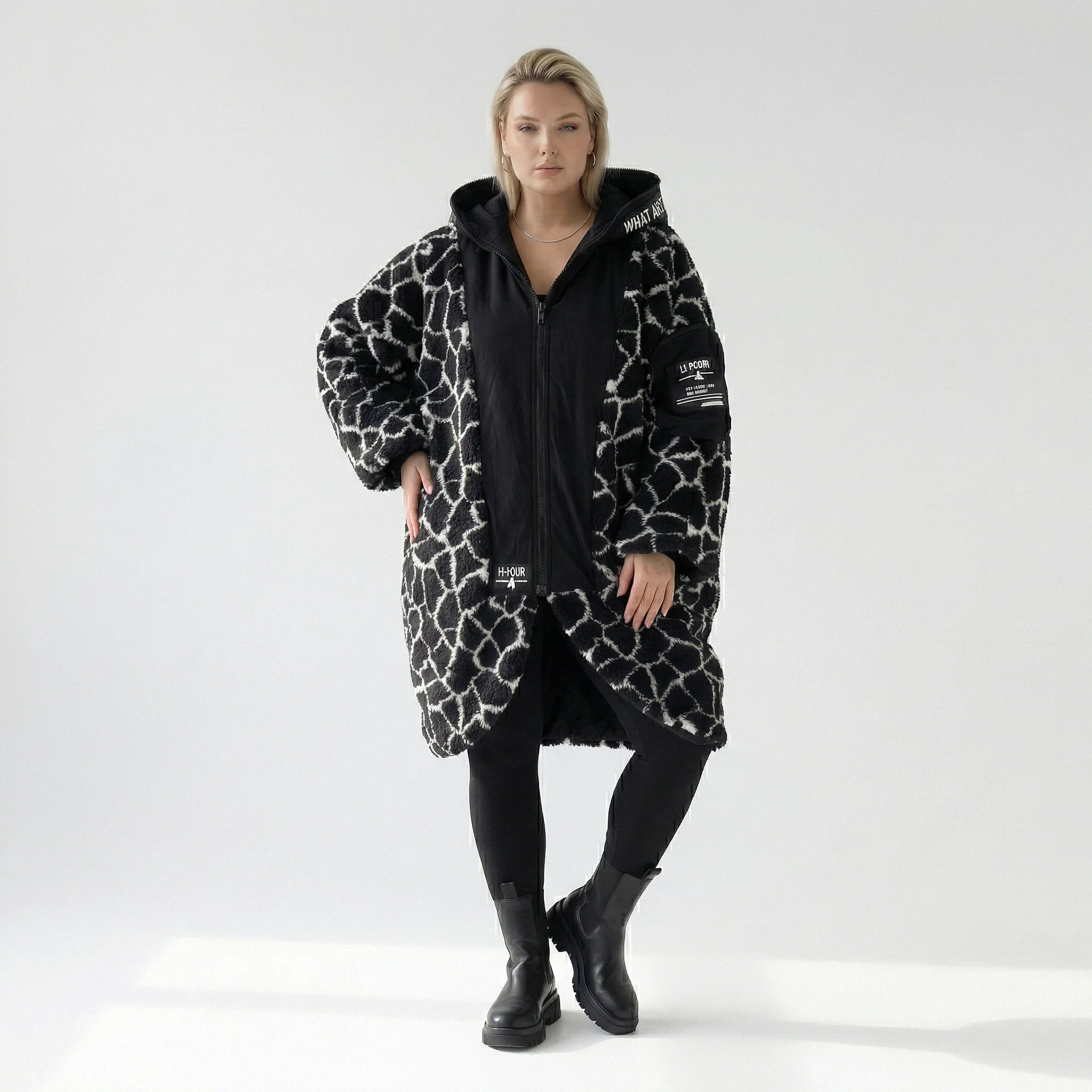 Oversize Ballonjacke Plüsch Übergang Softshell Damen H4 Fashion bei Modeare Avantgarde Lagenlook
