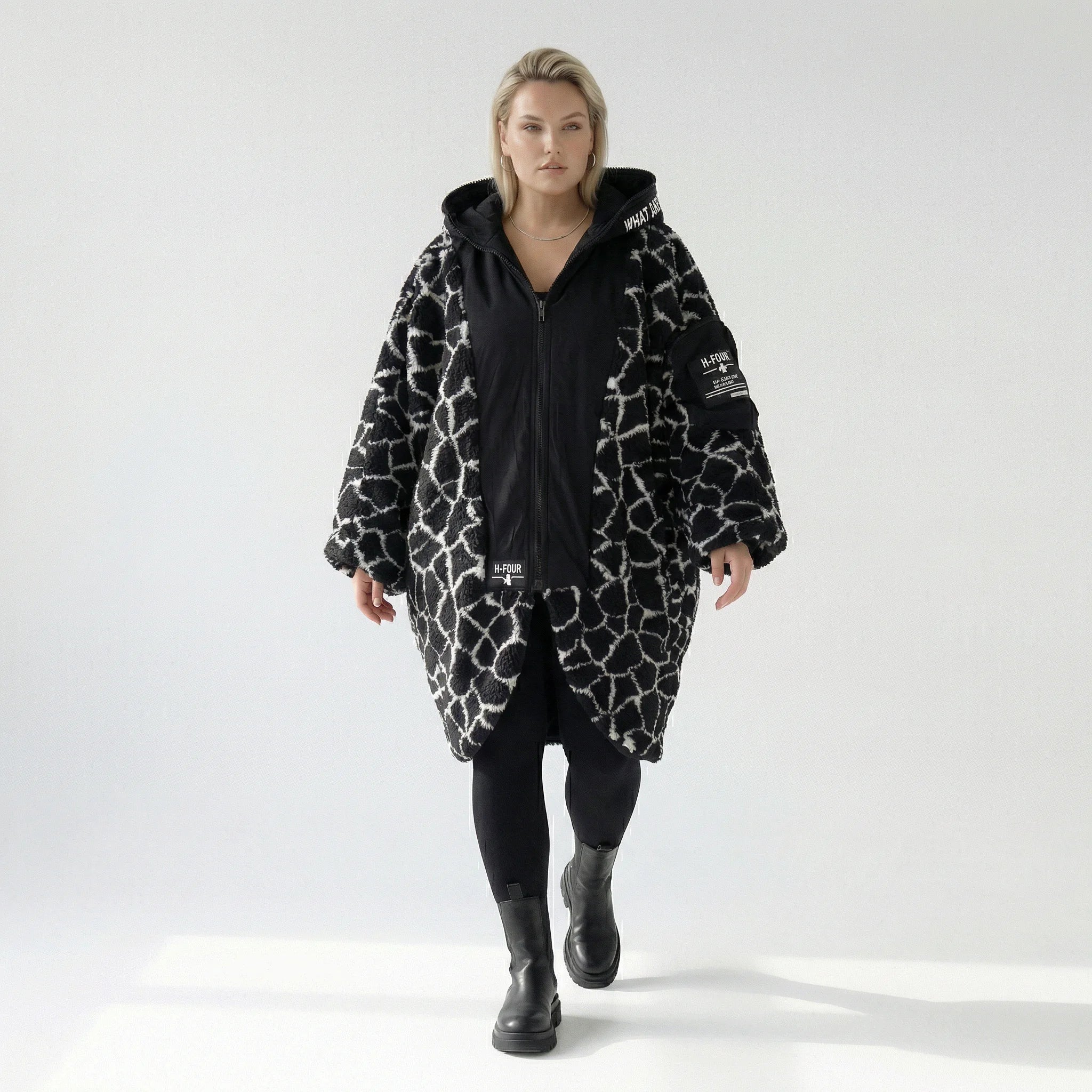 Oversize Ballonjacke Plüsch Übergang Softshell Damen H4 Fashion bei Modeare Avantgarde Lagenlook
