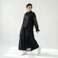 MODEARE - Zweiteiliges Oversize-Set mit Spitze: Schwarze Bluse & weiter Rock in Lagenoptik